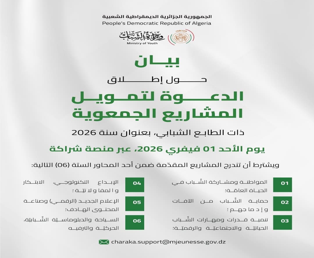 إطلاق الدعوة لتمويل المشاريع الجمعوية الشبانية ابتداء من 1 فبراير المقبل