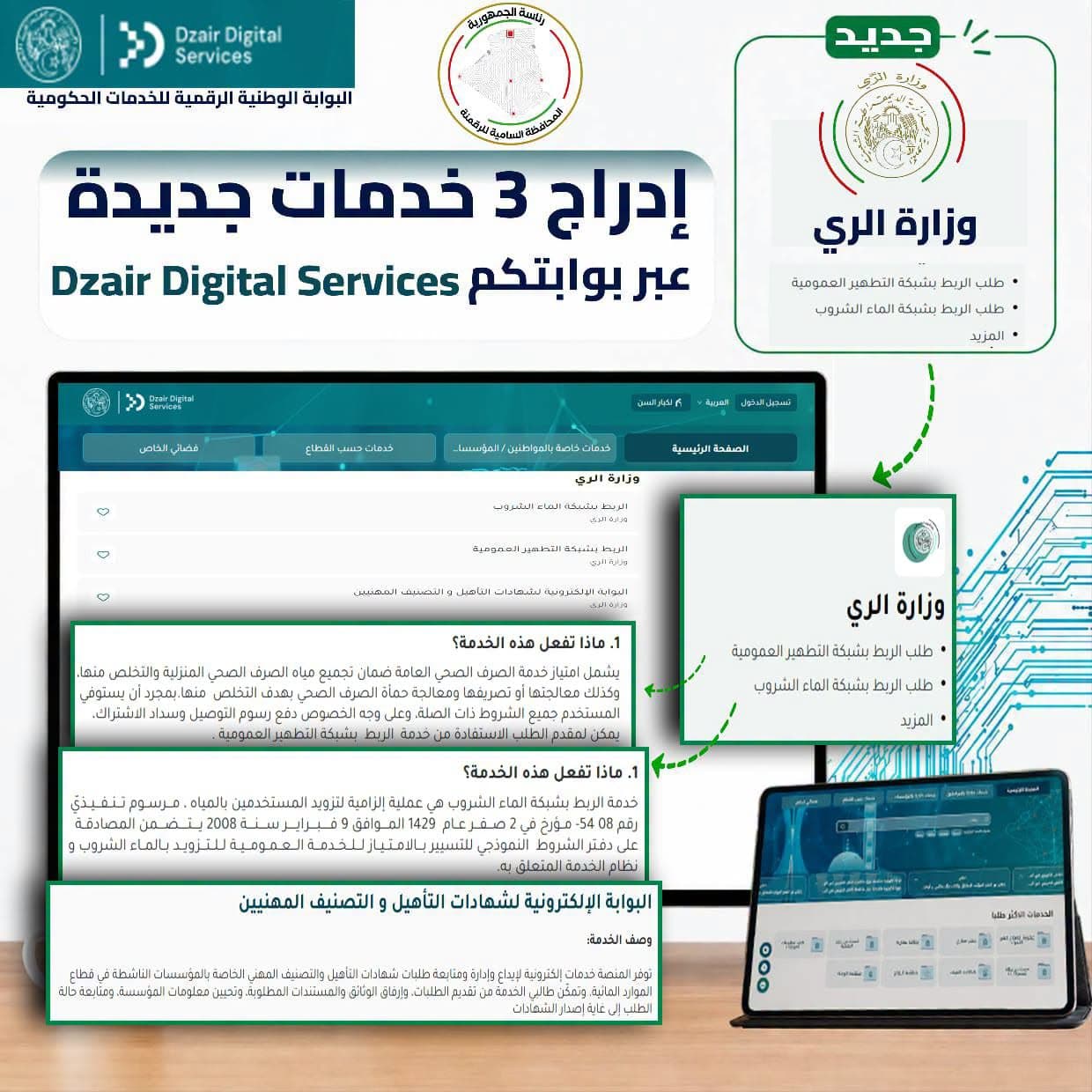 إدراج 3 خدمات رقمية جديدة تخص قطاع الموارد المائية 