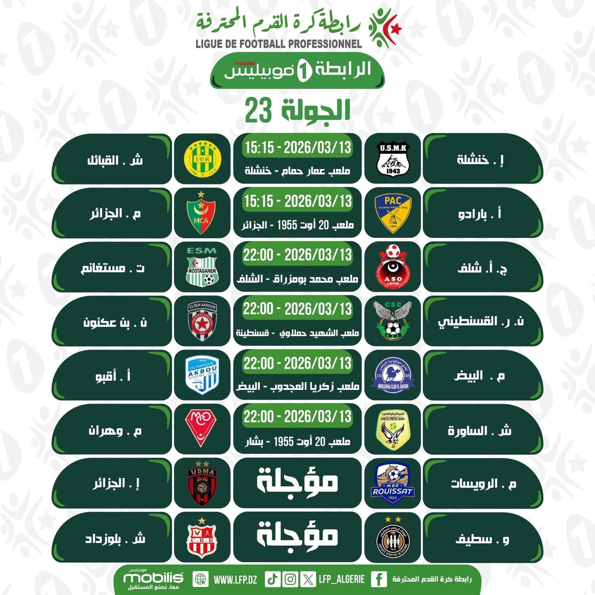 الرابطة 1 موبيليس (الجولة 23)