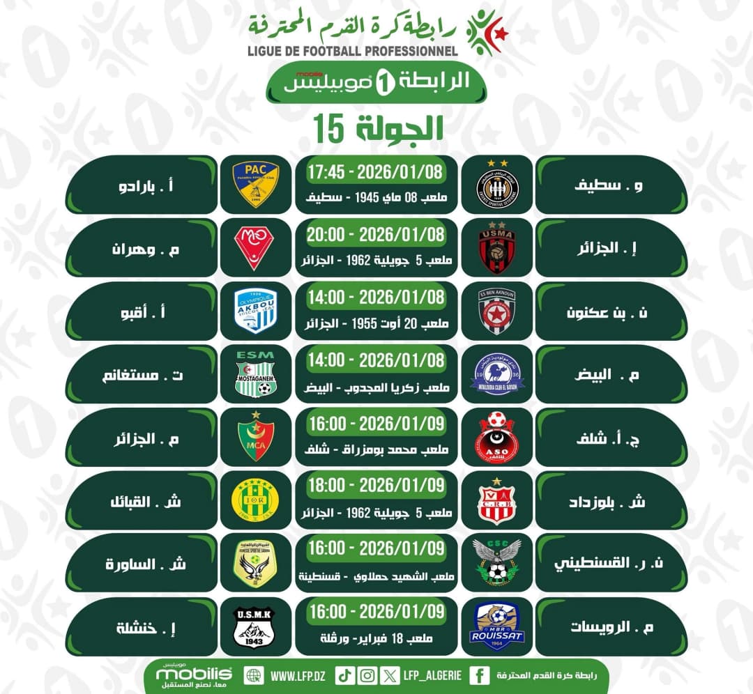 الرابطة الأولى موبيليس (الجولة 15)
