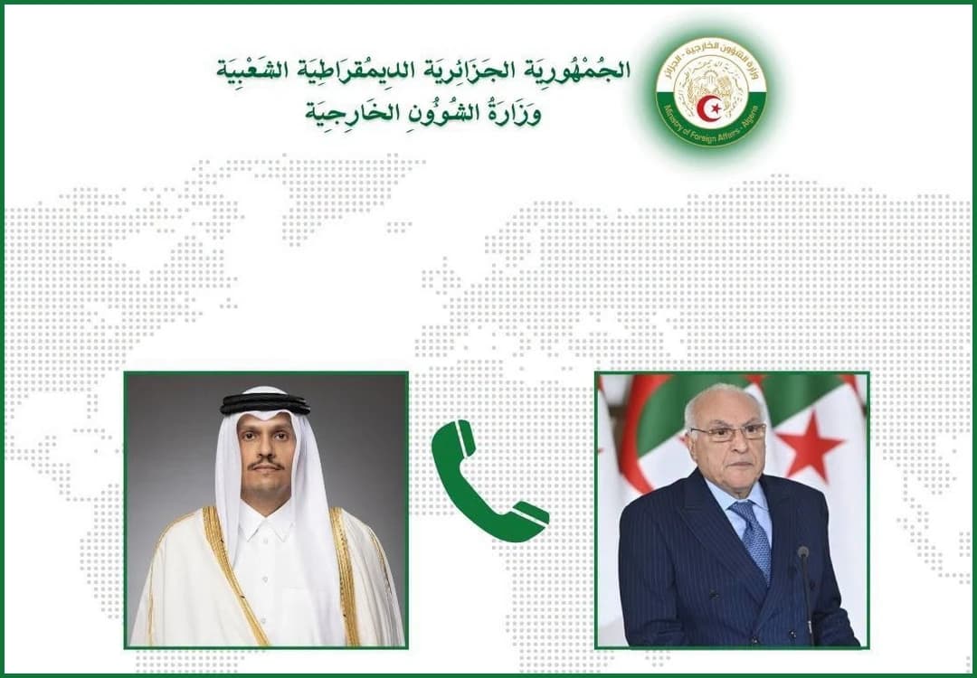 عطاف يتلقى مكالمة هاتفية من رئيس مجلس الوزراء وزير الخارجية لدولة قطر