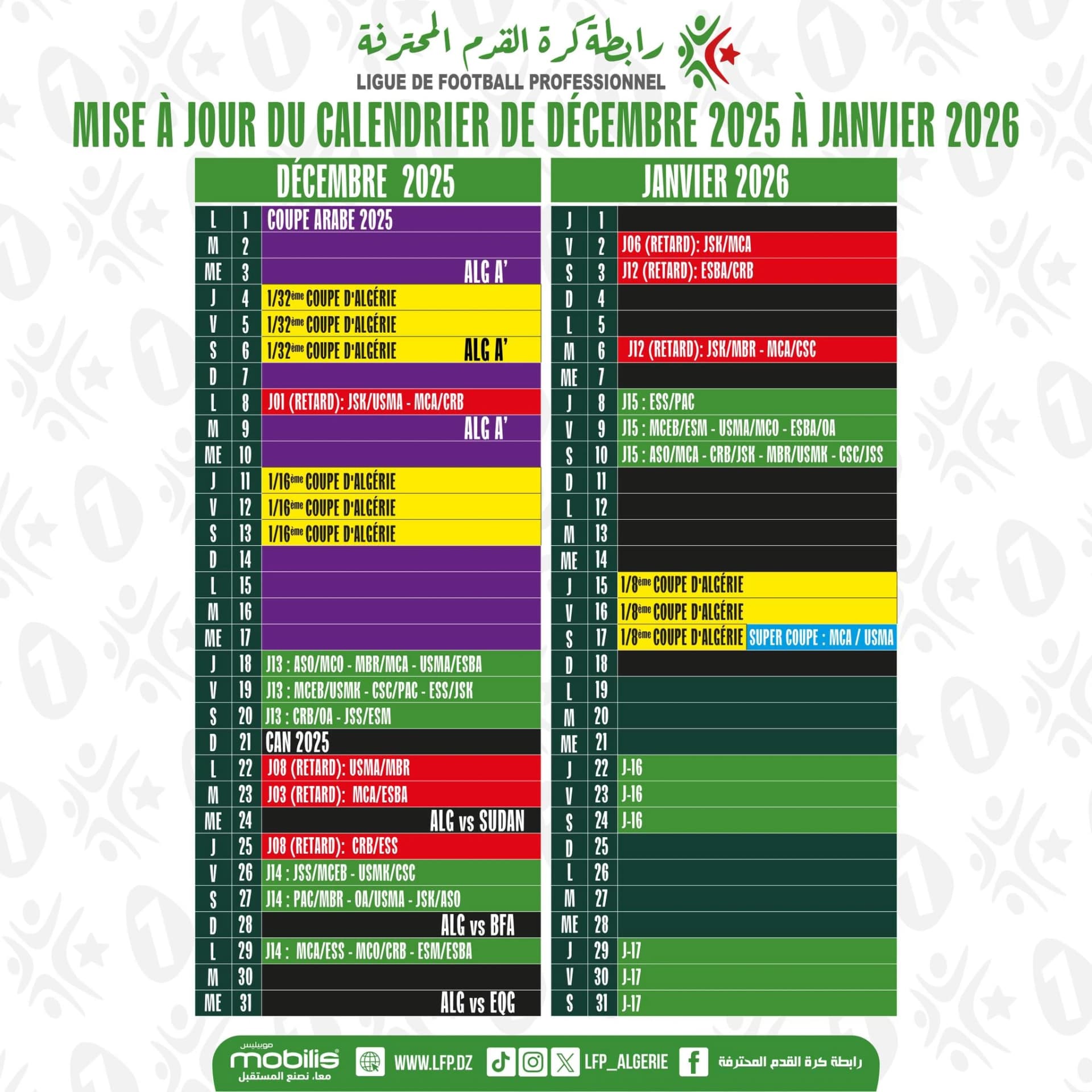 كرة القدم: الرابطة المحترفة تكشف عن برنامج مباريات شهري ديسمبر ويناير المقبلين
