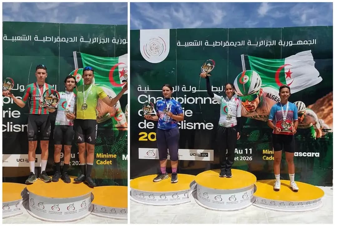 قداوي محمد وسوسن شمعوني يتوجان في سباق الطريق لفئة الأشبال