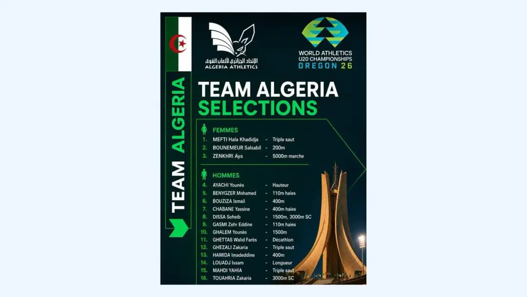 Argelia estará representada por 16 atletas en los Mundiales Sub-20 de Oregón