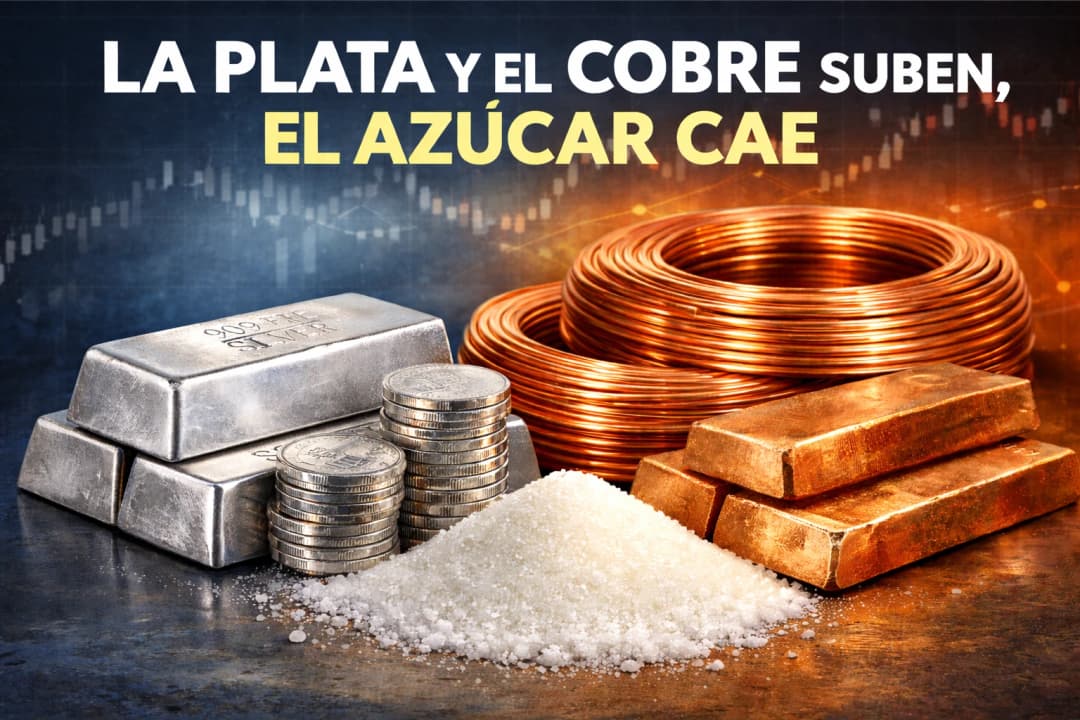 Materias primas: la plata y el cobre suben con fuerza, el azúcar cae