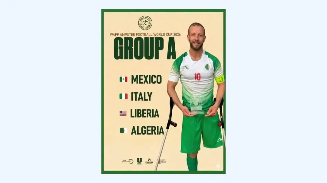 Mundial de fútbol para amputados 2026: Argelia queda encuadrada en el grupo A junto a México, Italia y Liberia