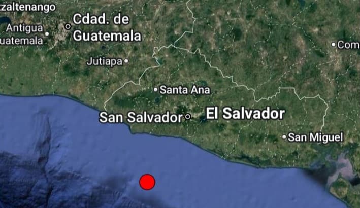 Sismo de magnitud 5,3 frente a las costas de El Salvador