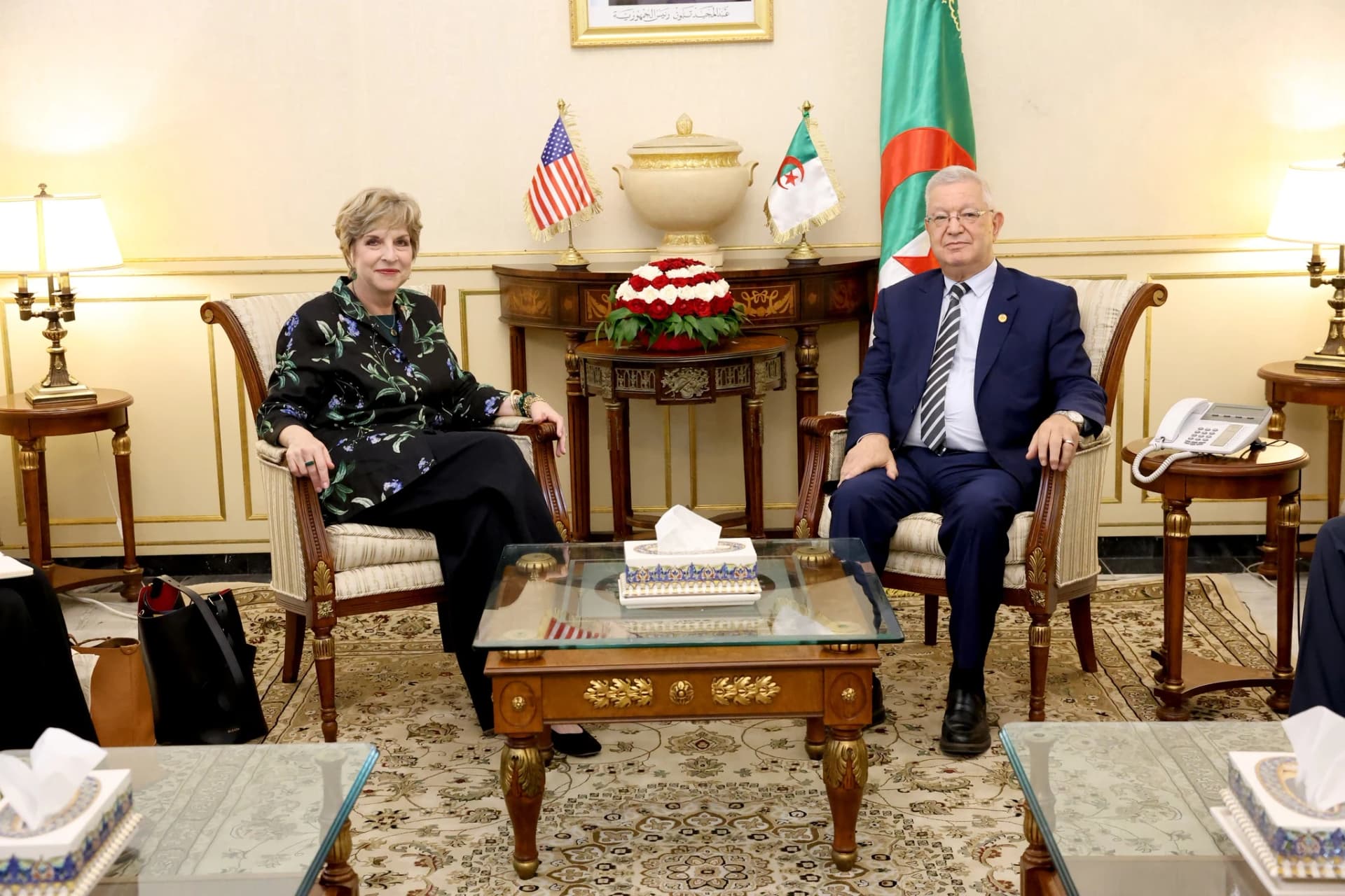 Presidente del Consejo de la Nación recibe a la embajadora de EE.UU. en Argelia