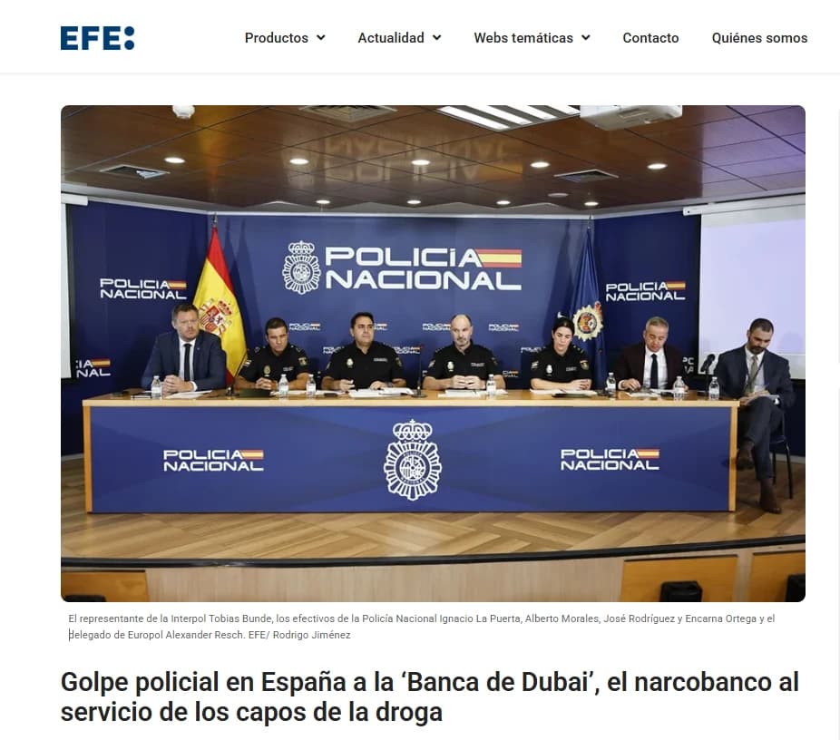 Desmantelada en España una de las mayores redes de blanqueo de dinero, la denominada "Banca de Dubai"