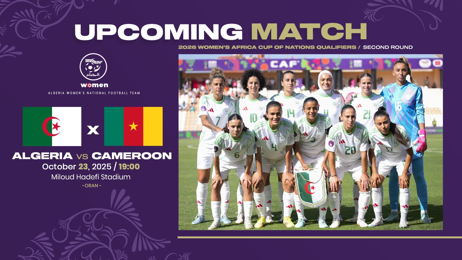 Foot/ Eliminatoires-CAN 2026 Féminine: Algérie-Cameroun le 23 octobre à Oran 