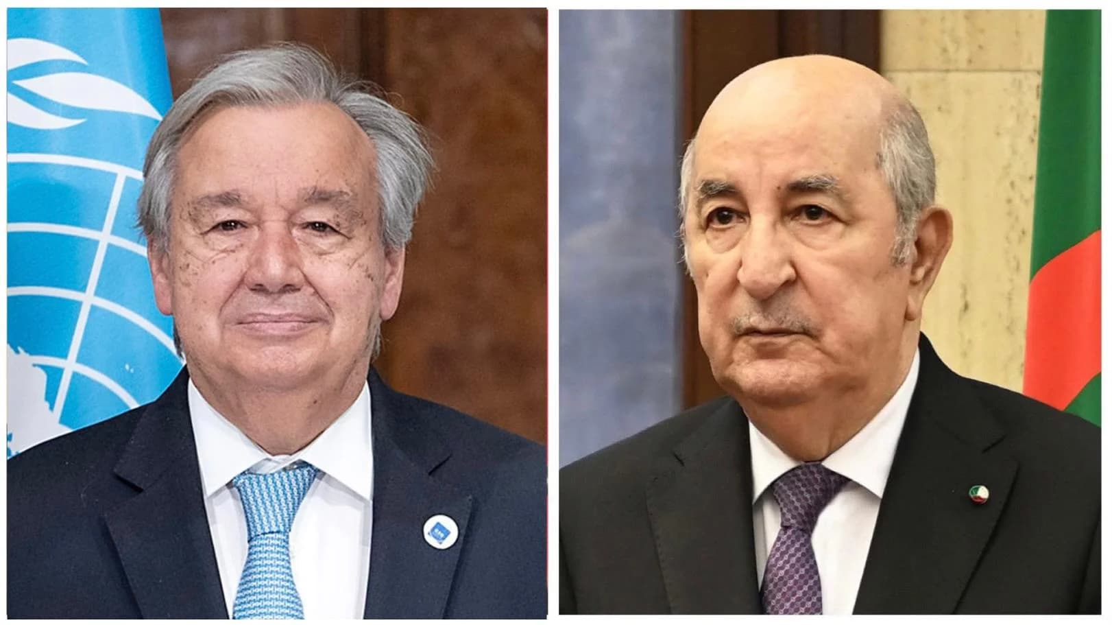 Le président de la République M. Abdelmadjid Tebboune/SG de l'ONU Antonio Guterres.