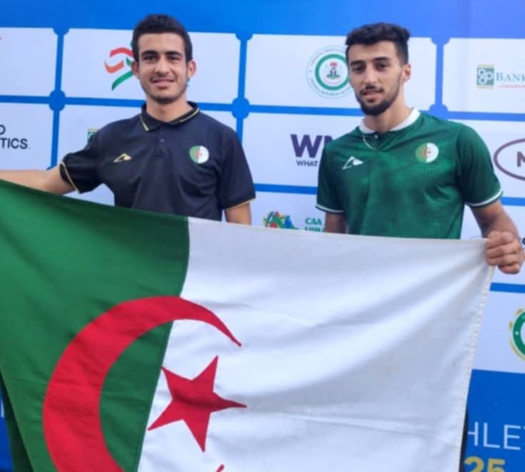 Merah abderraouf (Perche/U-20) Médaillé d'or et a ces coté Mohcen Gherfi (décathlon et Perche /U20) médaille d'argent.