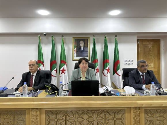 réunion de travail consacrée au projet d'exploitation du gisement de zinc et de plomb de Tala Hamza-Oued Amizour dans la wilaya de Bejaïa presidé par La secrétaire d'Etat auprès du ministre de l'Energie, chargée des Mines, Mme Karima Tafer en presence du wali, Kamel-Eddine Kerbouche, du Président directeur général (PDG) du groupe Sonarem, Belkacem Soltani, du PDG de l'Entreprise nationale des produits miniers non ferreux et substances utiles (ENOF).