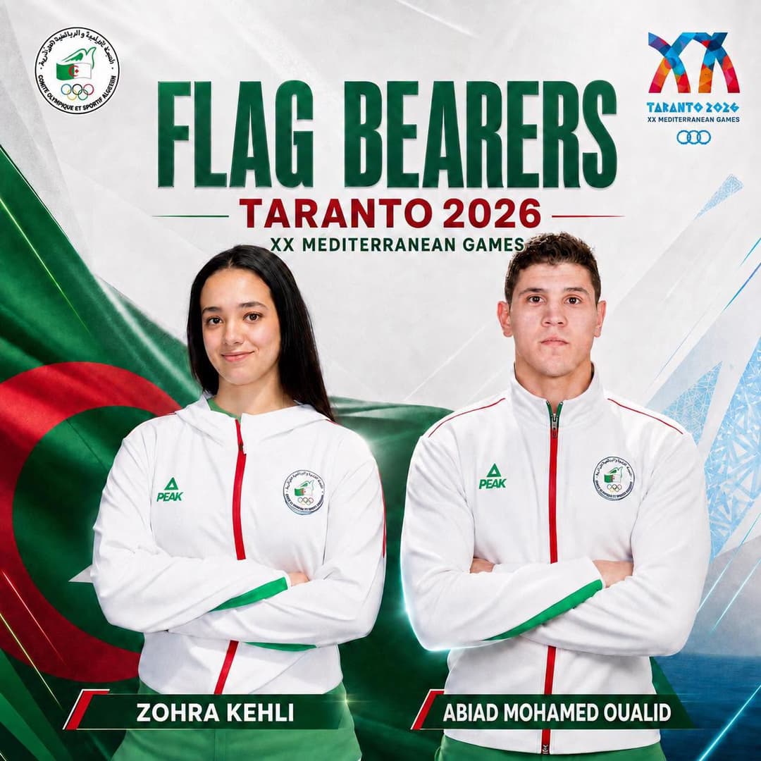 Zahra Kahli et Mohamed Walid Abi Ayad porte-drapeaux de l'Algérie
