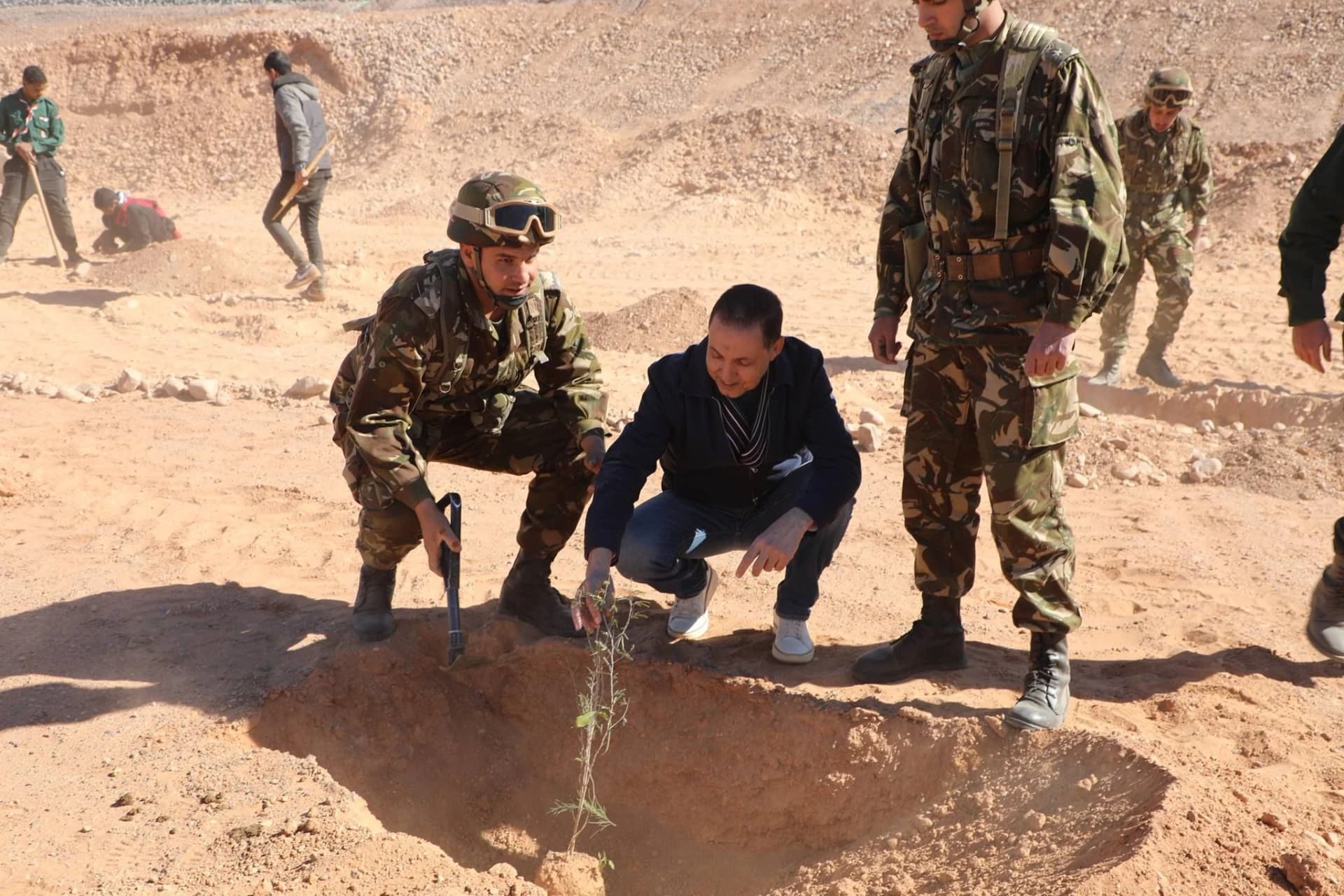 Le ministère de la Jeunesse poursuit sa grande campagne de plantation d'arbres le long de la ligne ferroviaire Béchar-Tindouf-Gara Djebilet