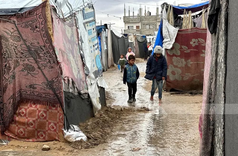 проливные дожди усугубляют страдания перемещённых лиц в Газе